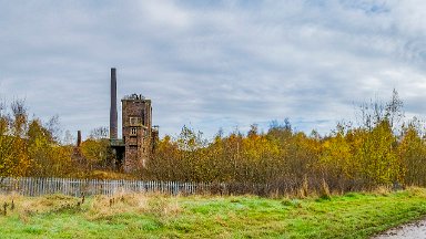 whitfield-valley-and-chatterley-PLGM-F24_12351r1x2j1 11th November 2024: Chatterley Whitfield Country Park: © 2024 Paul L.G. Morris: Panoramic view looking east towards the colliery