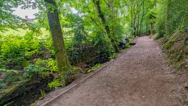 Biddulph-Grange-CP-PLGM-F24_6270r1 5th July 2024: Biddulph Grange Country Park: © 2024 Paul L.G. Morris: Path following the stream