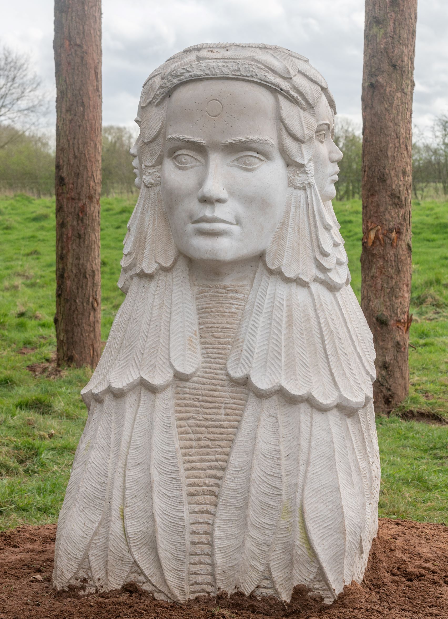 Stone sculpture of the triple goddess Trisentona